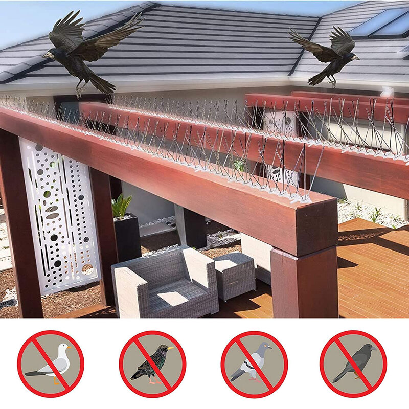 12pc Repeller Bird and Pigeon Spikes Deterrent Stainless Steel Sturdy Bird Spikes Kit Bird Control Spikes for Home Towers Roofs