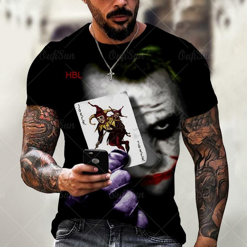 T-shirt manches courtes pour homme et femme, estival et ample, avec impression de Clown maléfique foncé en 3D, surdimensionné et tendance
