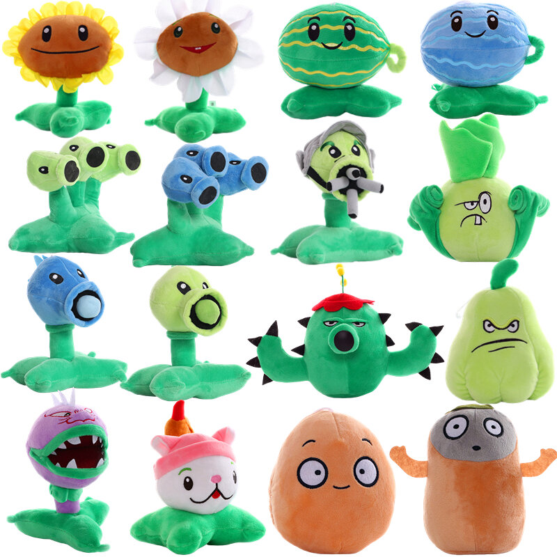Plants VS Zombies Plush Toys, Cartoon Anime Stuffed Doll, Peashooter, Cherry Bomb, Porca de Parede, Ervilha Girassol, Kids Gift, 2, 15-20cm, Novo