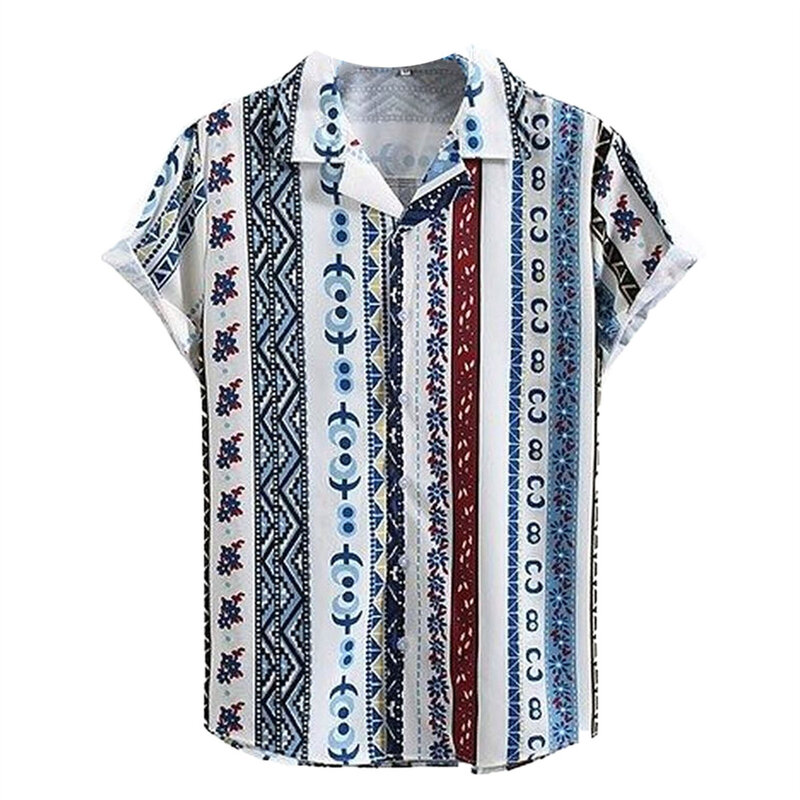 New Summer Leisure Hot Selling Printed Printed Hawaiian Shirt Men's Short -sleeved Digital Printing Top