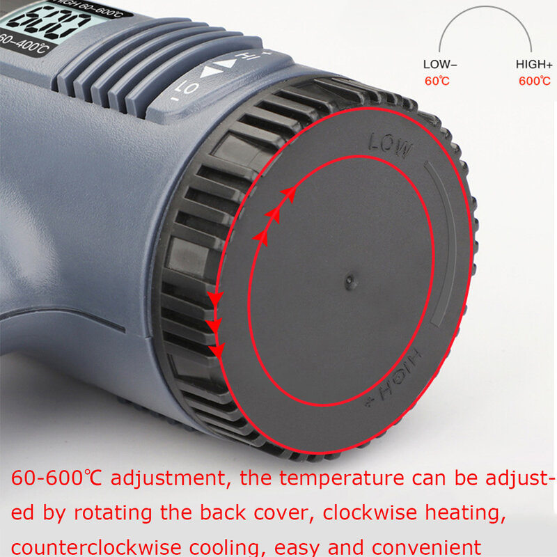 Industrial Heat Gun 2000W Hot Air Gun Air Dryer for Soldering Thermal Blower Shrink Wrapping Tools with 300PCS Wire Connectors
