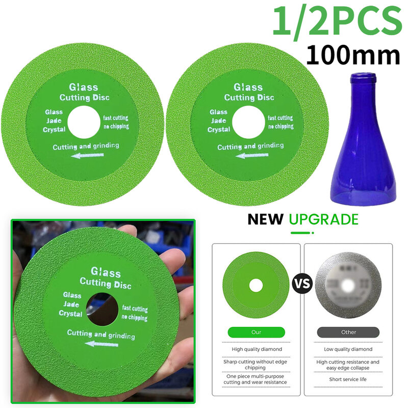 1/2pcs Glass Cutting Disc 100mm Ultra-thin Saw Blade Jade Crystal Wine Bottles Grinding Chamfering Cutting Blade Glass Cutting