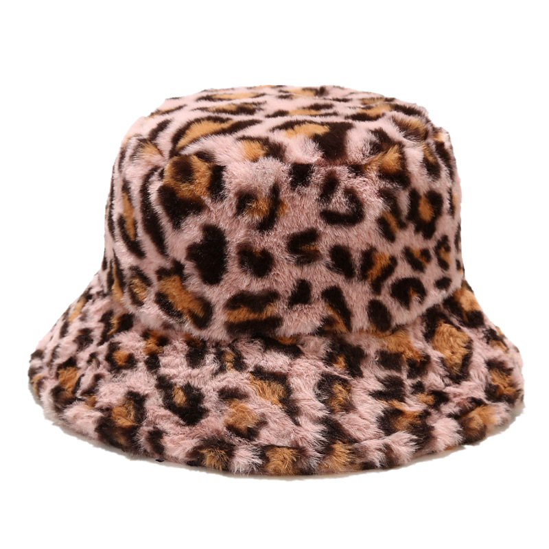 Autumn Winter Fluffy Fur Leopard Printed Bucket Hats Women Men Panama Hat Fashion Warm Fisherman Cap Houndstooth