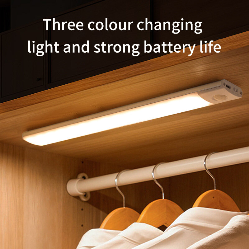 Luz nocturna de 20/30/40cm, luz LED ultrafina de armario ligero, Sensor de movimiento inalámbrico tipo c para cocina, dormitorio, armario, iluminación