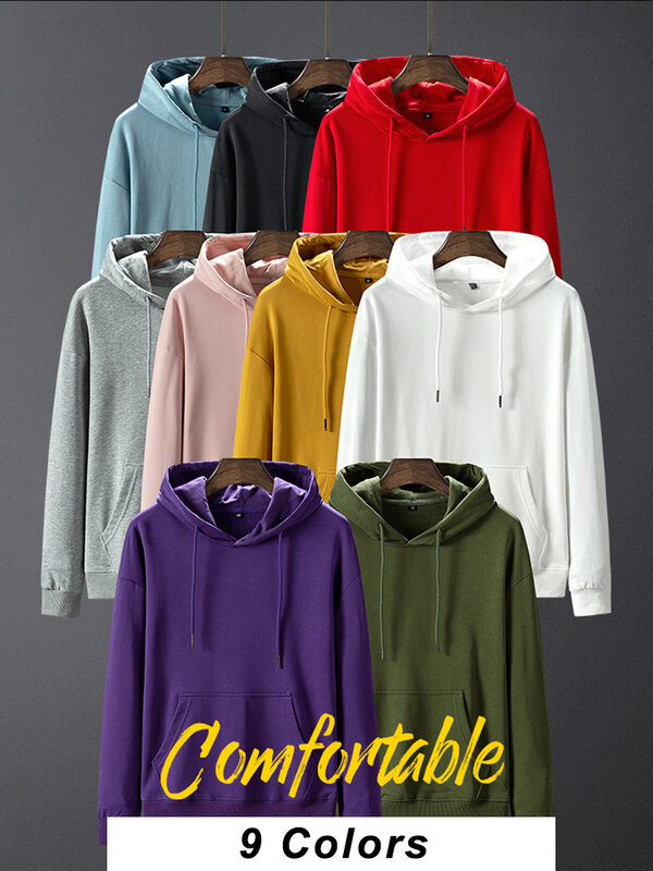 2022 Autumn 280g Cotton Basic Hoodies Men Multi-Colors Drop Shoulder Casual Oversized Hoody Pullover Sweatshirts Plus Size 8XL