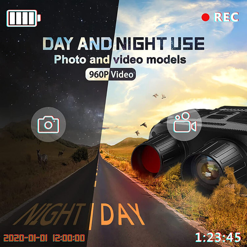 Портативный бинокль ночного видения, водонепроницаемый инфракрасный цифровой телескоп для охоты, кемпинга, съемки видео