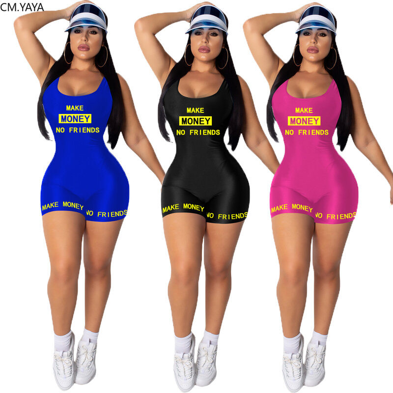 2020 Women Summer Jumpsuits Rompers Fitness Playsuits Letter Print O-Neck Street Sexy Night Club Party One Piece Outfits GL0022