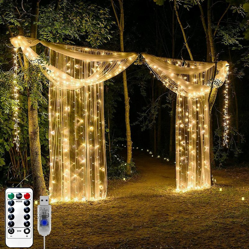Gordijn Verlichting Voor Slaapkamer Kerst Decoratie Led String Licht 3M Afstandsbediening Holiday Wedding Venster Guirlande Nieuwe Jaar Decor