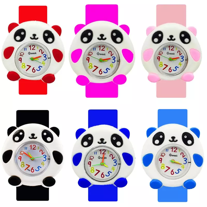 Twórczy niedźwiedź Panda Dial zegarek dla dzieci pasek silikonowy Slap dzieci sport zegarki chłopcy dziewczęta Kid zegarek kwarcowy zegar świąteczny prezent