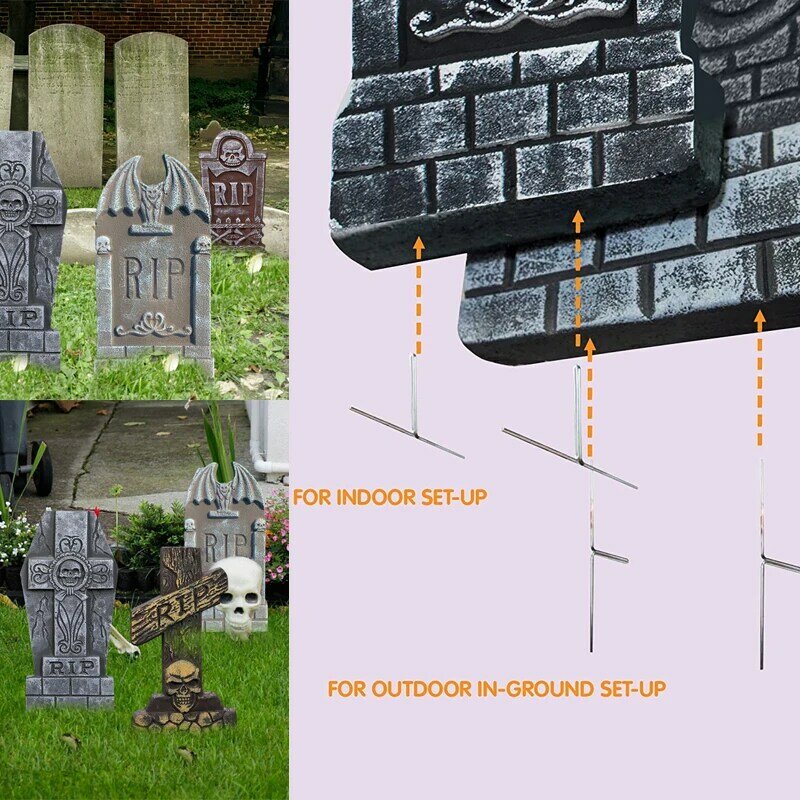 Hハロウィーンのフォームスクリップ墓地の石ヤードサインヘッドストーン屋外屋内装飾お化け屋敷バーの背景の装飾