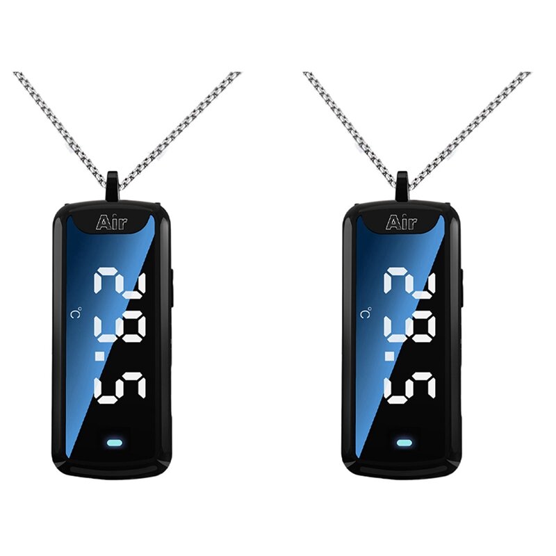 2X 120Million Negative Ion Hanging Neck Air Purifier Personal Wearable Mini Portable Temperature Measurable Air Purifier