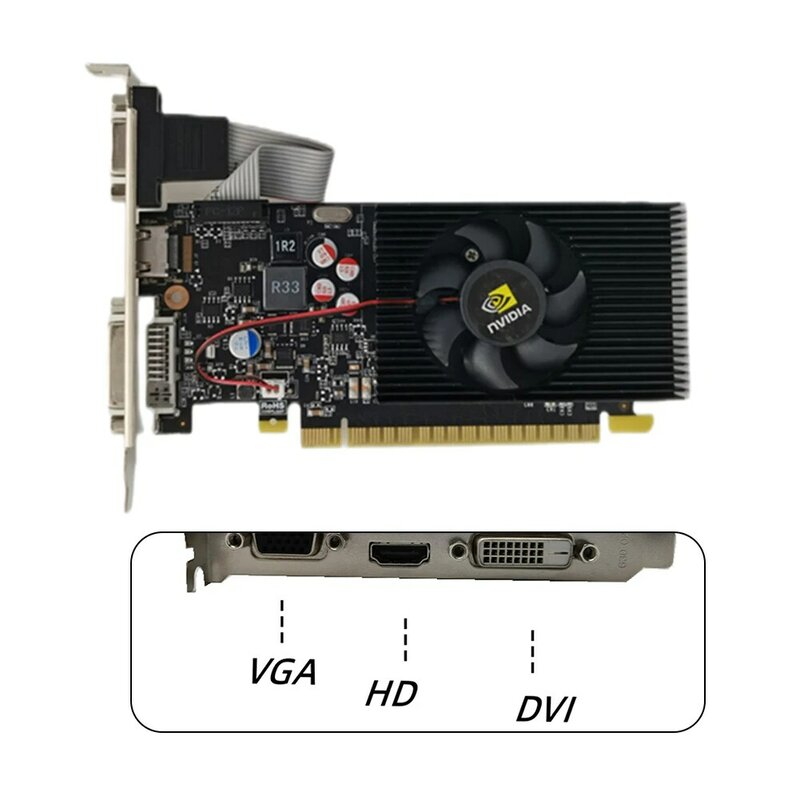 4GB DDR3 Desktop PC Graphics Cards PCI-express2.0 16X Computer Graphics Cards HDMI-Compatible+VGA+DVI Low Noise for Laptop PC