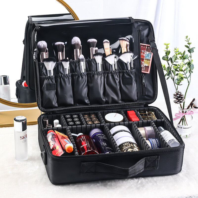 Saco de maquiagem feminina caso cosmético beleza organizador caixa de armazenamento profissional menina maquiagem escova viagem mala bolsa acessórios