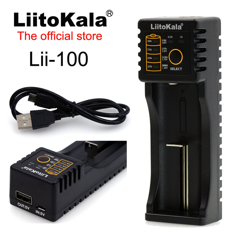 2022 Liitokala Lii-100 Lii-202 1.2 فولت/3 فولت/3.7 فولت/4.25 فولت 18650/26650/18350/16340/18500/AA/AAA NiMH ليثيوم شاحن بطارية lii202