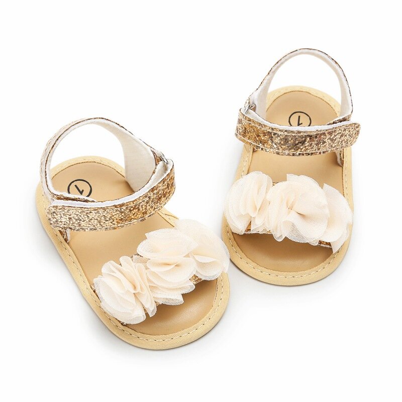 Летние Нескользящие цветочные сандалии Weixinbuy для малышей, симпатичная мягкая обувь для девочек, нескользящая обувь для новорожденных 0-18 ме...