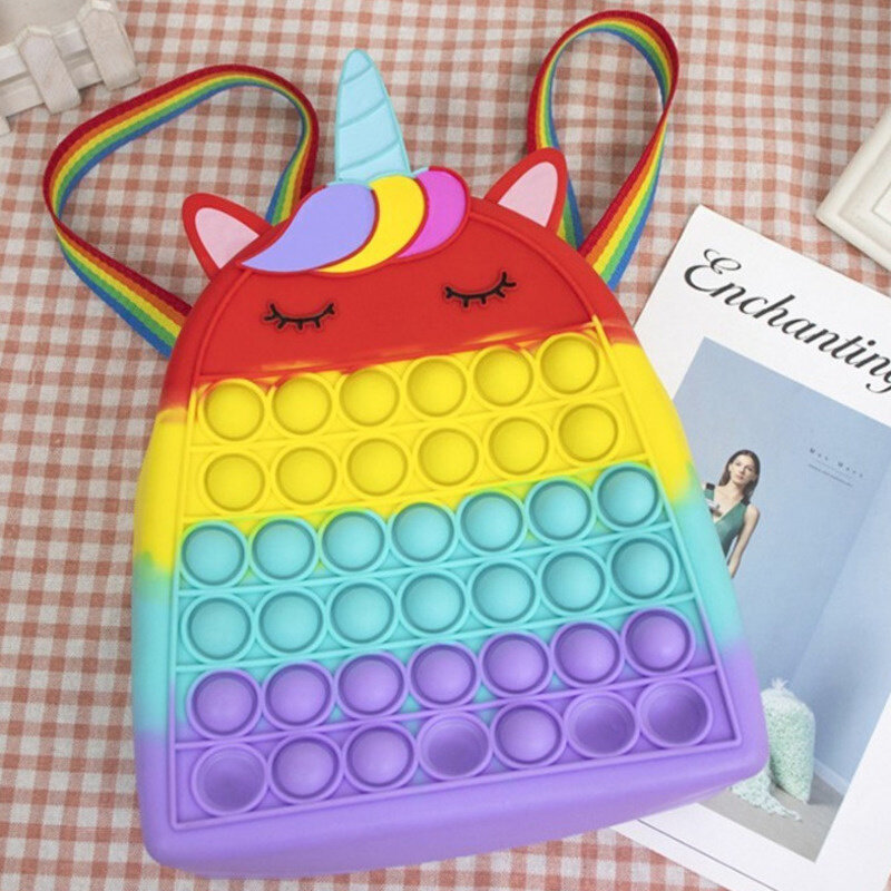 Nuovo Kawaii Fidget Toy Popo It Amonging Us Bag Giant Big Silicone XXL Book Messenger School Backpack Push borsa per bambini Antistress