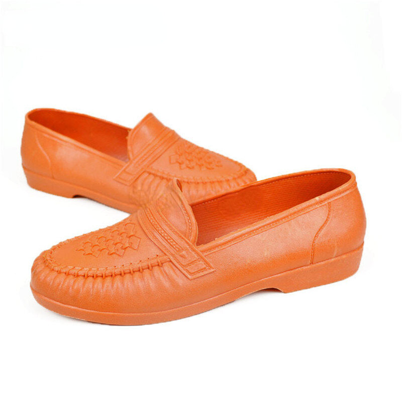 Zapatos de lluvia cortos y soleados para mujer, Botas de lluvia antideslizantes de PVC grueso para primavera y otoño, calzado de agua de trabajo 36-40
