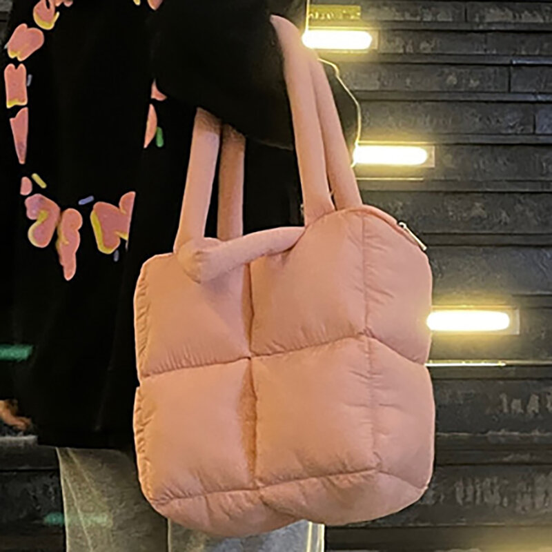 Женская сумка через плечо, маленькая дизайнерская сумка-тоут с нейлоновой подкладкой, мягкая хлопчатобумажная Подушка на молнии