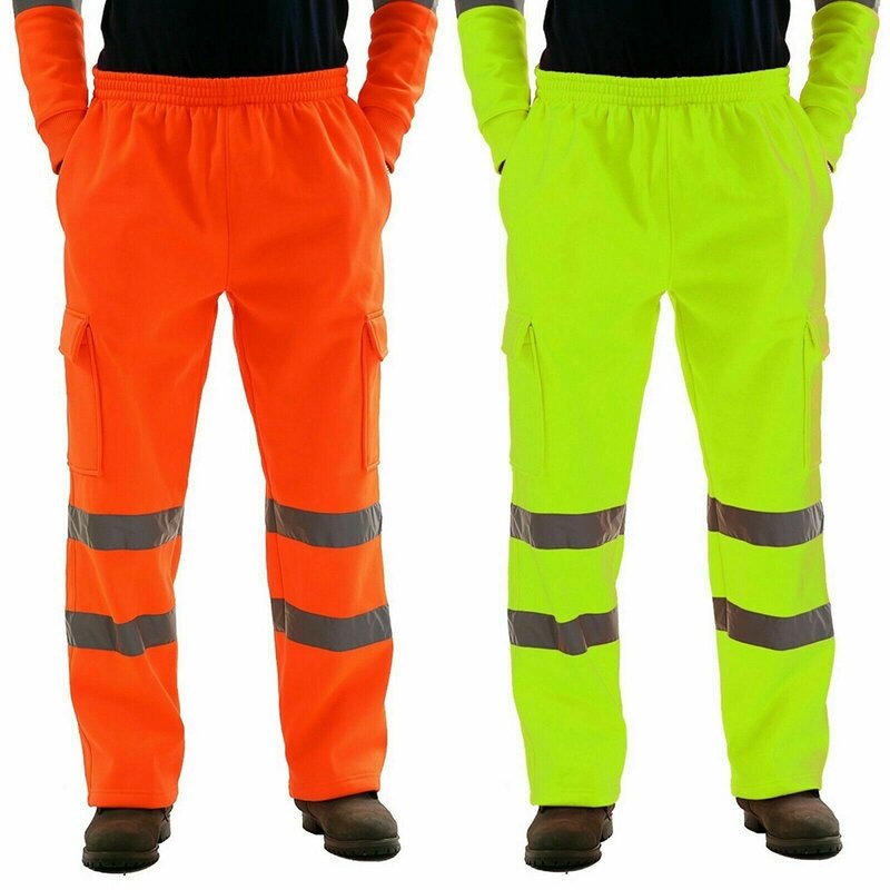 Men 4 Colors Casual Drawstring Thickening Trousers Safety Workwear Jogging Pants Reflective Structure Loose Sportswear Trousers