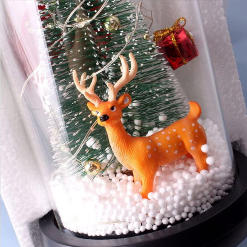 Holiday Lighting Elk Santa Tree In Glass Cover Fairy LED Lights Christmas Decorations for Home Navidad Wedding Decor Night Light