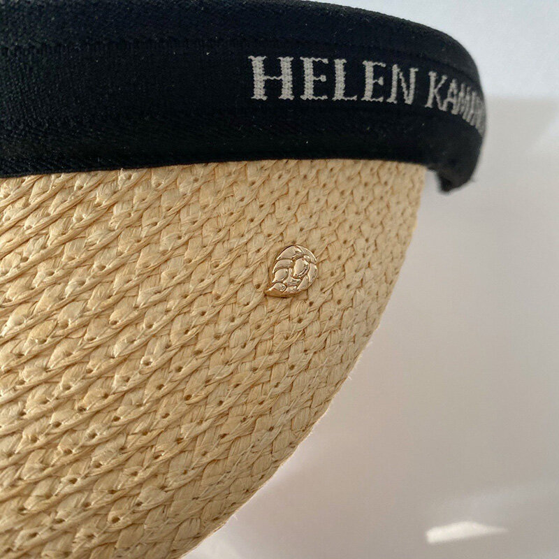 HELEN Summer Straw Hat For Women High Quality Weave Straw Empty Top Beach Cap UV Protection Wide Brim Handmade Panama Travel Hat