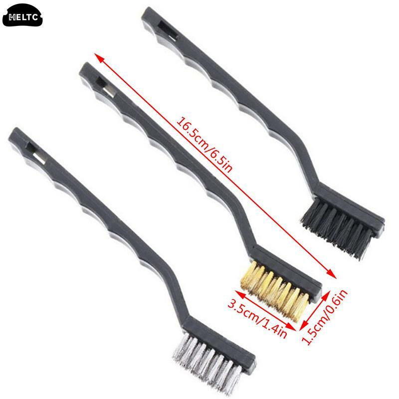 3Pcs/lot Mini Stainless Steel Rust Brush Brass Cleaning Polishing Detail Metal Brush Wire Toothbrush Cleaning Tool Family Kit