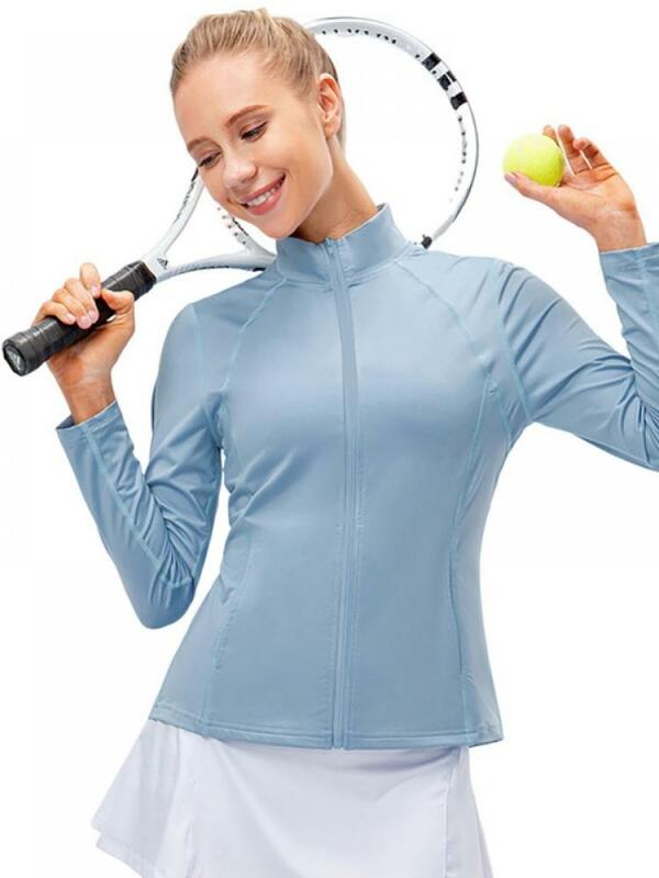 2022 New Ladies Zipper Long Sleeve Sports Jacket Tight Fitness Yoga Wear Elastic Quick Dry Running Top