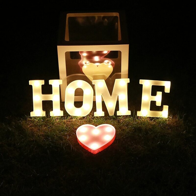 Luces LED decorativas con letras del alfabeto, lámpara luminosa con número, decoración con batería, luz nocturna para fiesta, dormitorio de bebé