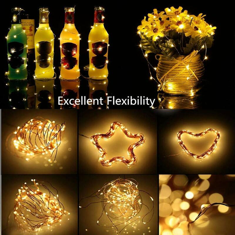 Led Fairy String Lights, 1M 10 LEDs Battery Operated Warm White Lights Copper Wire Fairy Lights for Home Garden Wedding Party
