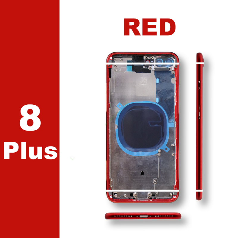 Carcasa para iPhone 8Plus 8 8P, cubierta trasera de vidrio para batería, marco de chasis de puerta trasera de repuesto Premium + bandeja SIM + llave lateral CE/NoCE