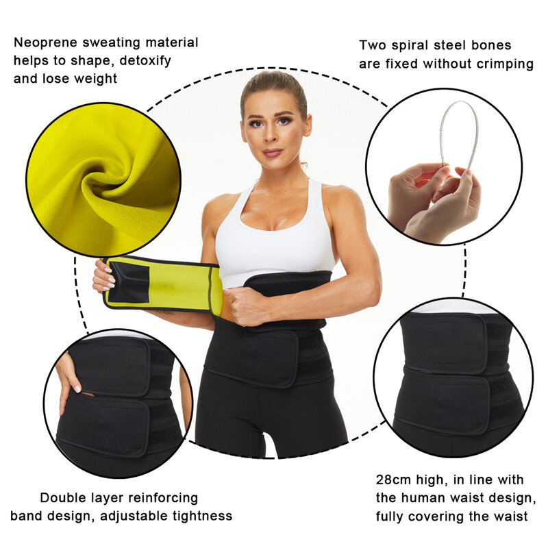 LAZAWG Neoprene Sweat Waist Cincher Women Firm Belly Control Faja Sauna Hot Thermo Body Shaper Waist Trainer Sport Girdle Shaper