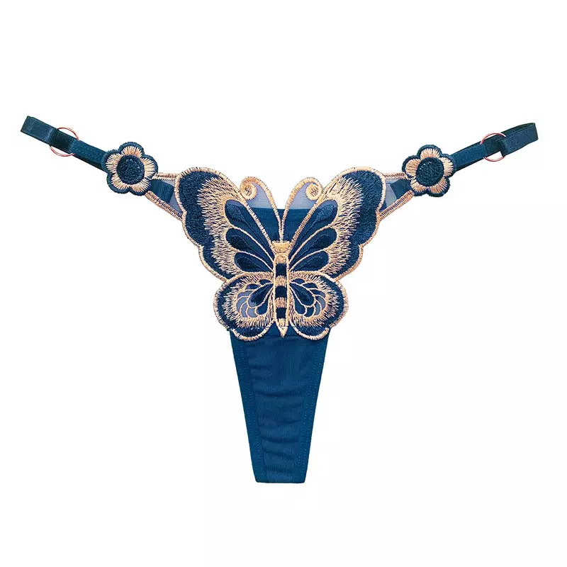 Стринги с бабочками для женщин, пикантные и пряные, с прозрачной вышивкой, которые можно отрегулировать для нижней талии, в японском стиле