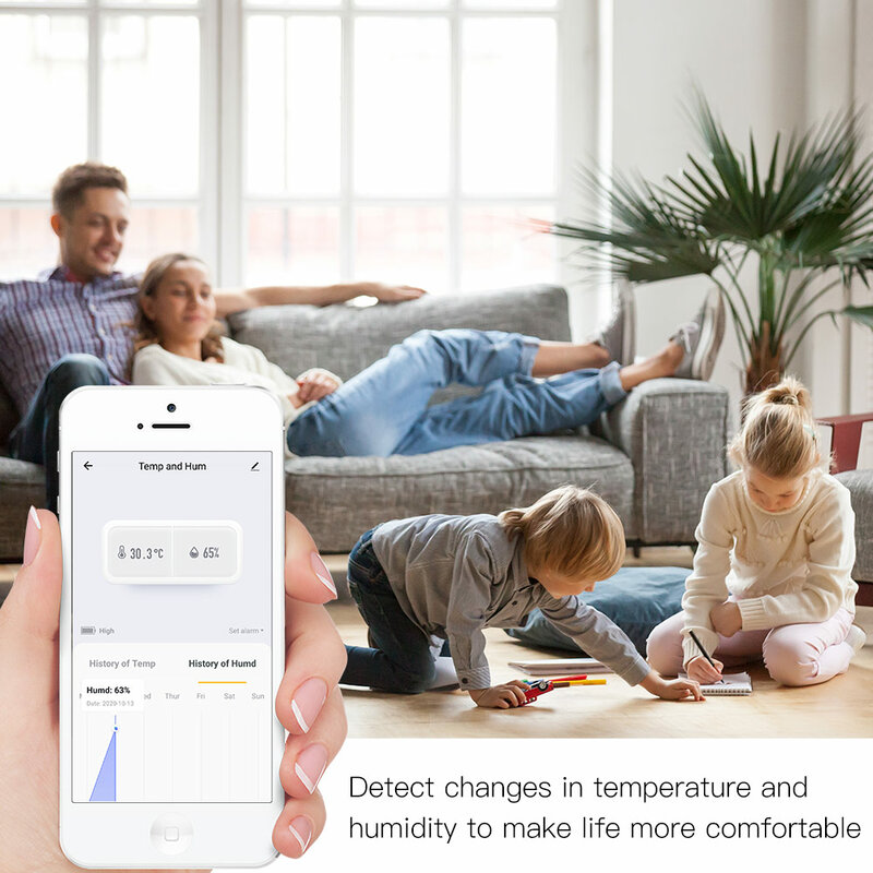 Tuya Smart ZigBee Smart Sensor Suhu dan Kelembaban Baterai Powered Keamanan dengan Tuya Kehidupan Cerdas Aplikasi Alexa Google Home