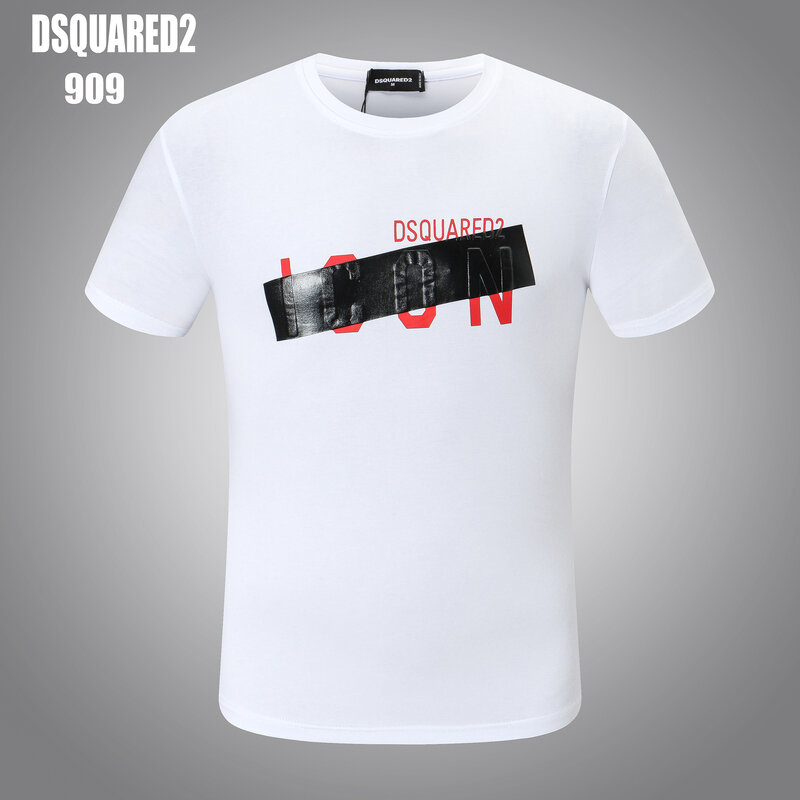 DSQU2 – T-shirt col rond à manches courtes pour hommes, en coton, avec impression de lettres, vêtements d'été de rue Hip-hop