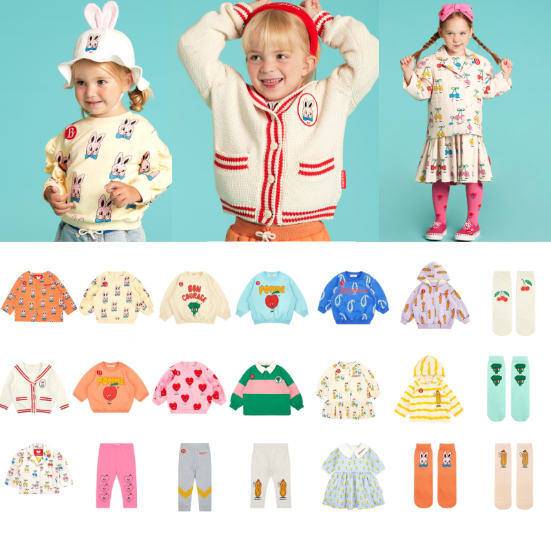 베베 bebe brand 2023 Весна для мальчиков и девочек детская хлопковая толстовка с принтом, спортивное пальто, костюм, детская одежда, 초베 옷