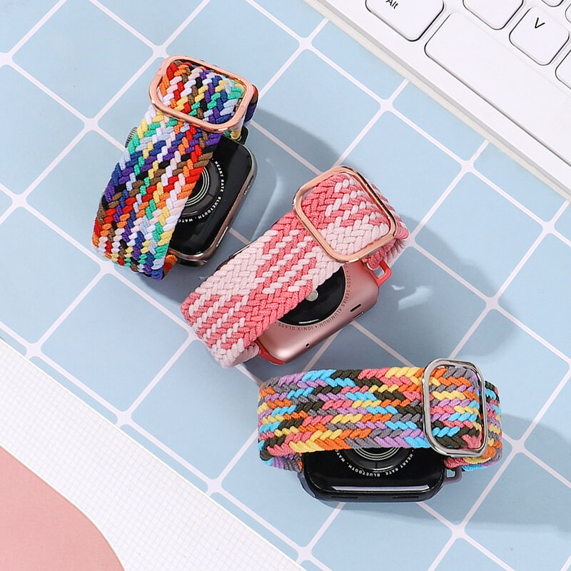 Braided SOLO LOOP Strap For Apple watch band 44mm 40mm 38mm 42mm 44 mm Nylon bracelet correa iWatch serie 3 4 5 SE 6 7 45mm 41mm