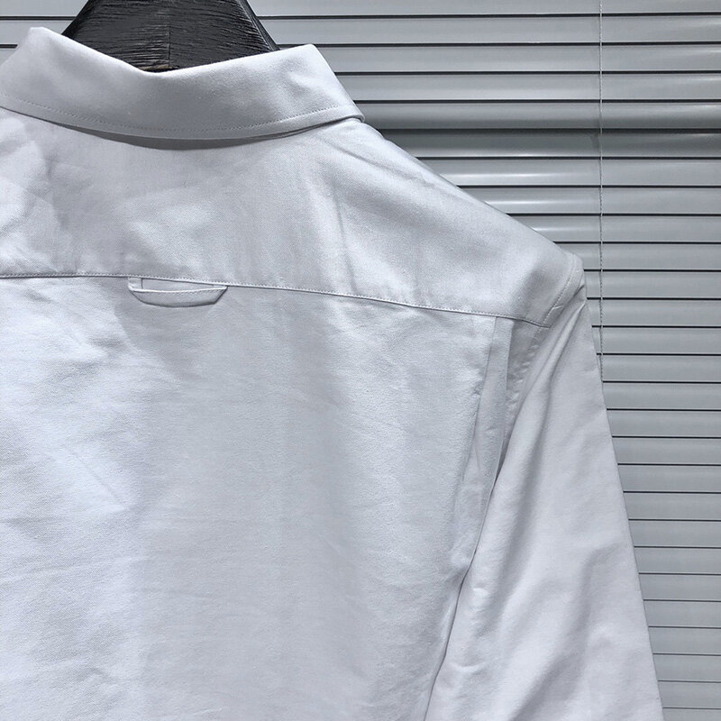 Рубашка TB THOM мужская с отложным воротником, приталенная сорочка из ткани Оксфорд, Повседневная блуза с длинными рукавами, роскошная брендовая одежда, однотонная