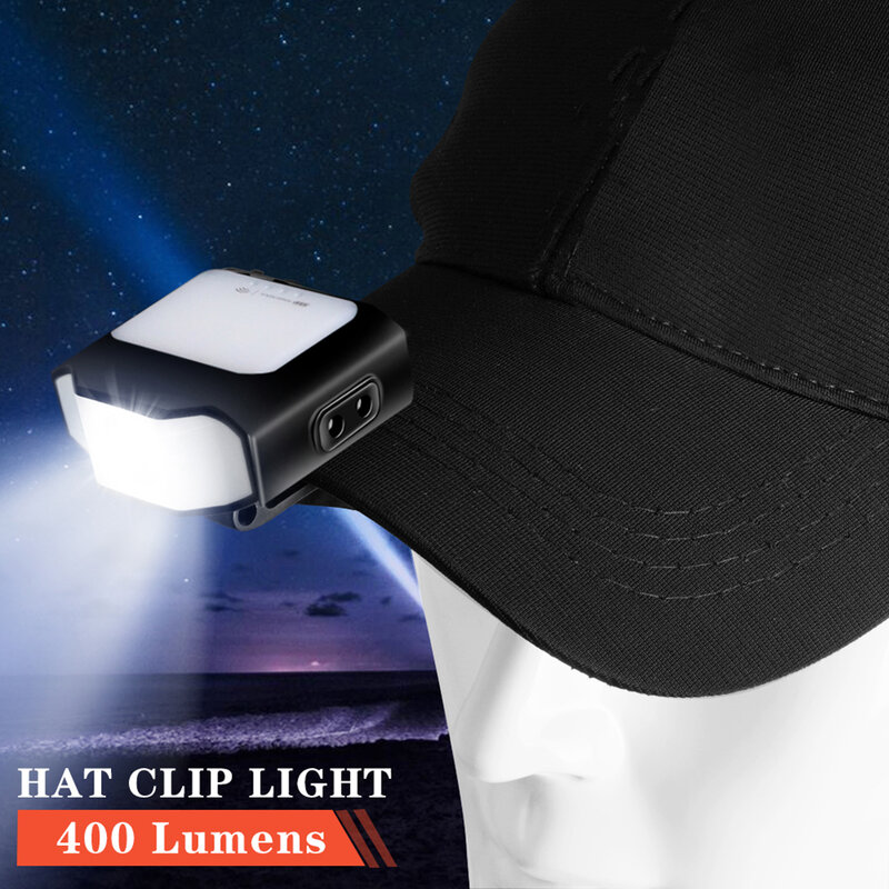 Sensor หมวกกิ๊บติดหมวกบนไฟหน้า COB LED Type-C อุปกรณ์ชาร์จโทรศัพท์ในรถยนต์โคมไฟสำหรับเดินป่าตั้งแคมป์...