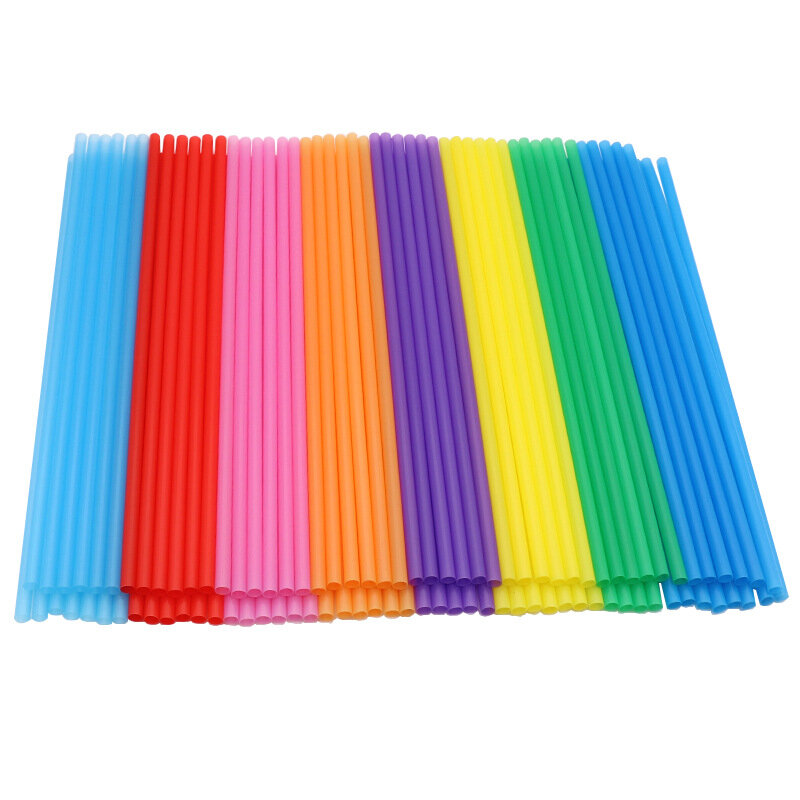 100Pcs Drinking Straws Multicolor Disposable Plastic Straws Milktea Juice Drinking Straw For Birthday Wedding Party Accessories