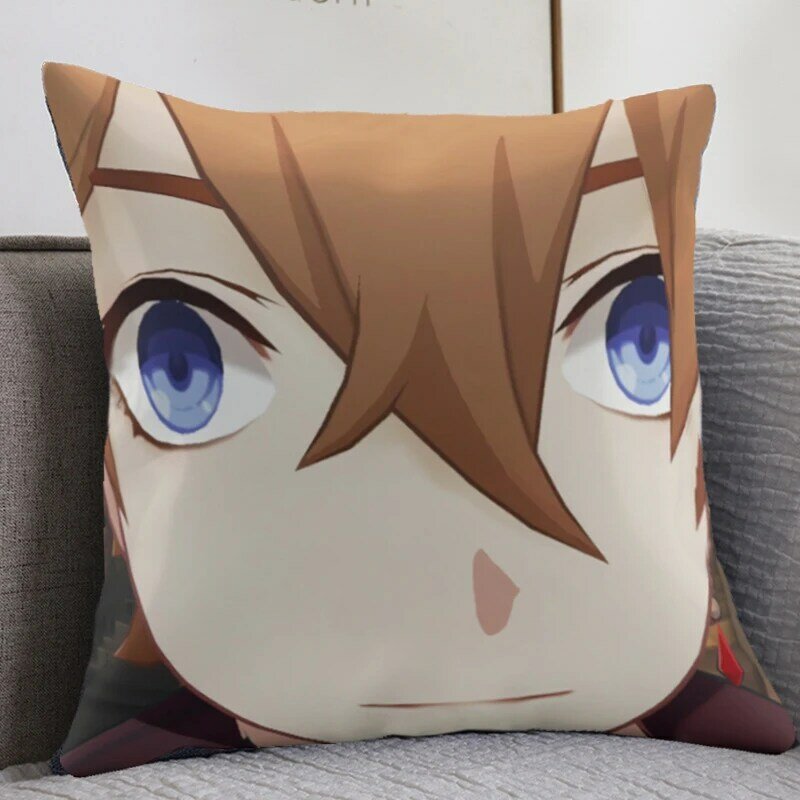 45x45cm Genshin Impact Style poszewka na poduszkę okładka Cartoon obraz Anime obicia na poduszki Sofa dla dzieci dekoracje do wnętrz do sypialni poszewka na poduszkę