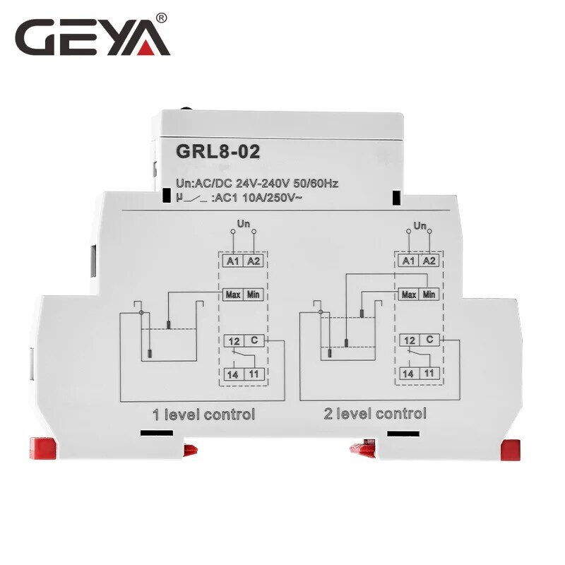 GEYA-وحدة تحكم في مستوى الماء GRL8 ، مرحل سائل 10 أمبير ، تيار متردد ، تيار مستمر ، 24 فولت ، 220 فولت ، نطاق واسع ، مرحل مضخة مياه ، شحن مجاني