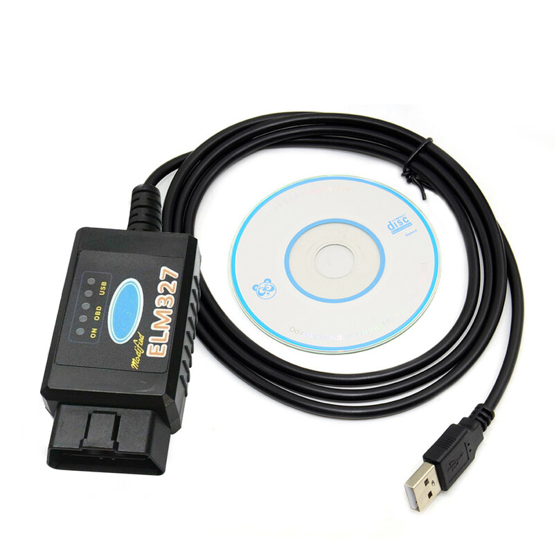 ELM327 outil de détection de Diagnostic de voiture, USB, OBD2, scanner CanBus avec CD, pour Mazda/FORD/FF2