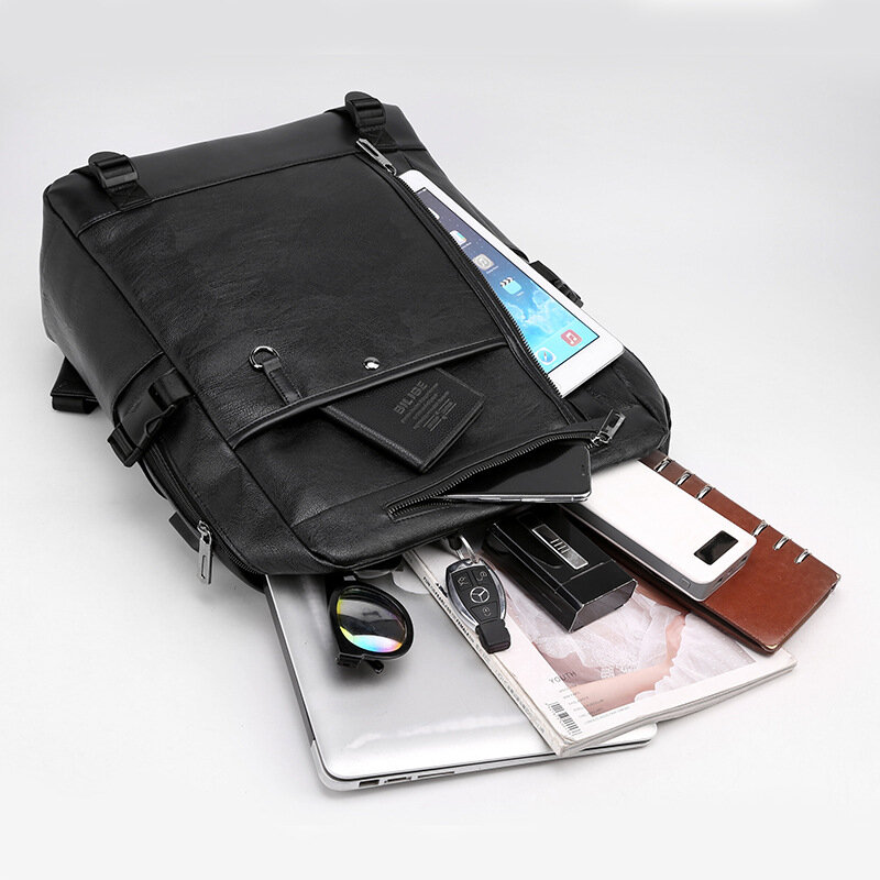 Bolso de hombro de gran capacidad para hombre, bolsa de negocios con diseño de múltiples bolsillos, con conector Usb, para ordenador