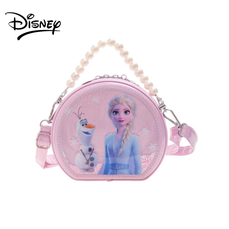 Disney-bolso de hombro para niños y niñas, bandolera con perlas, impermeable, portátil