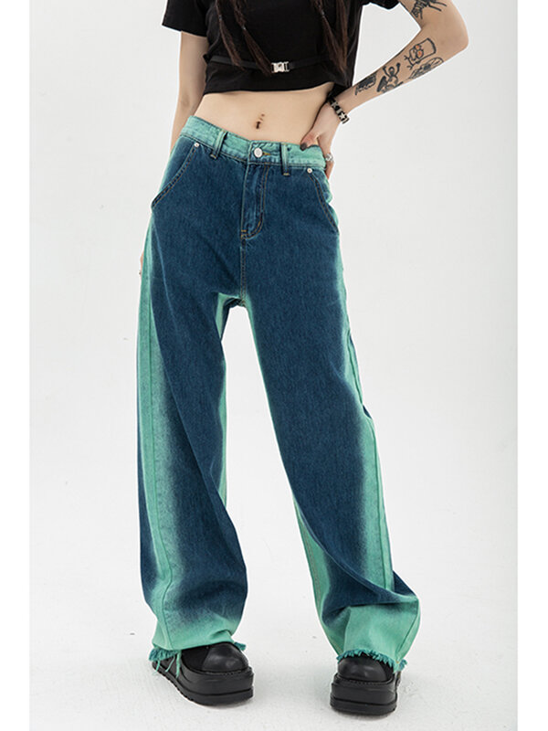 2022 moda outono y2k casual streetwear calças de brim calças jeans cintura alta solta perna larga