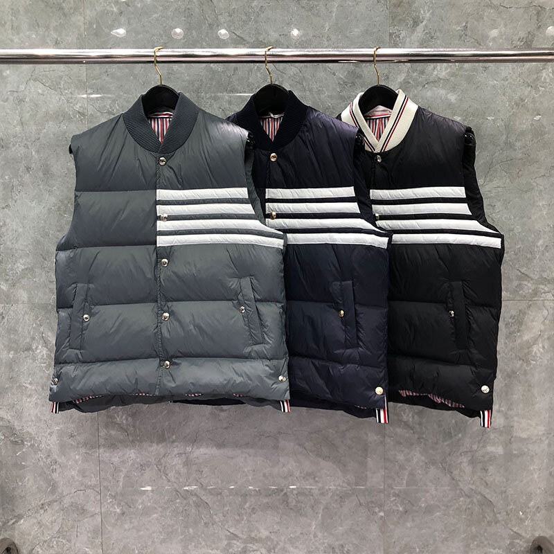 TB THOM Men's Down Jackets Fashion Brand Winter Warm Jacket Vest Matte Nylon Contrast 4-Bar Stripe Thick Quality TB Thermal vest