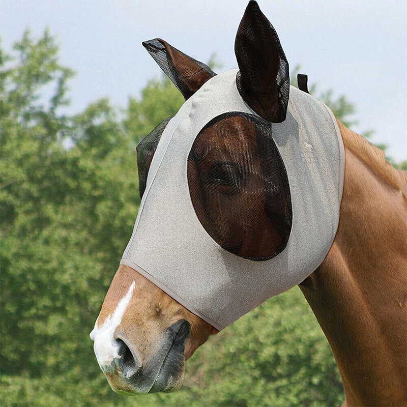 Neue Multicolor Pferd Masken Anti-Fly Würmer Atmungsaktive Stretchy Gestrickte Mesh Anti Moskito Maske Reiten Reit Ausrüstung