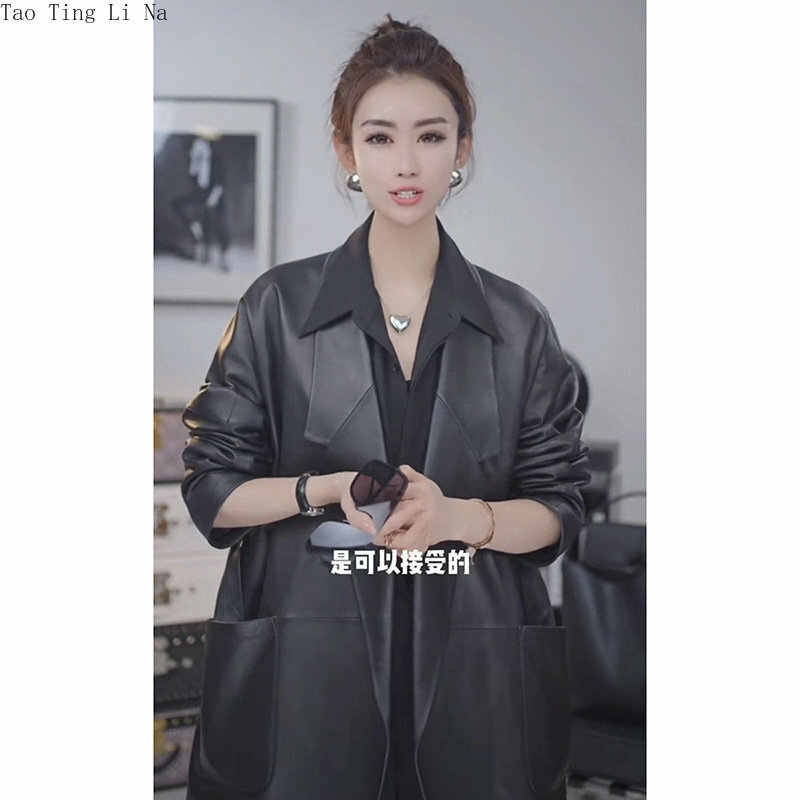 2023 Women New Genuine Sheep Leather Jacket High Quality Real Sheepskin Leather Coat W23