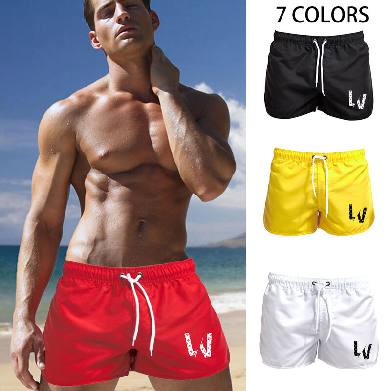 Aibosszgmani verão calções de bordo dos homens calças carta impressão esporte respirável jogging praia surf marca masculino sweatpants