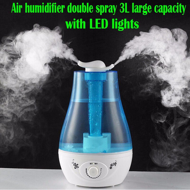 Ultrasonic Air Humidifier 25W 3L ขนาดใหญ่คู่สเปรย์ปฏิบัติ Aroma Essential Oil Diffuser Humidifier สำหรับ Home Mist Discharge